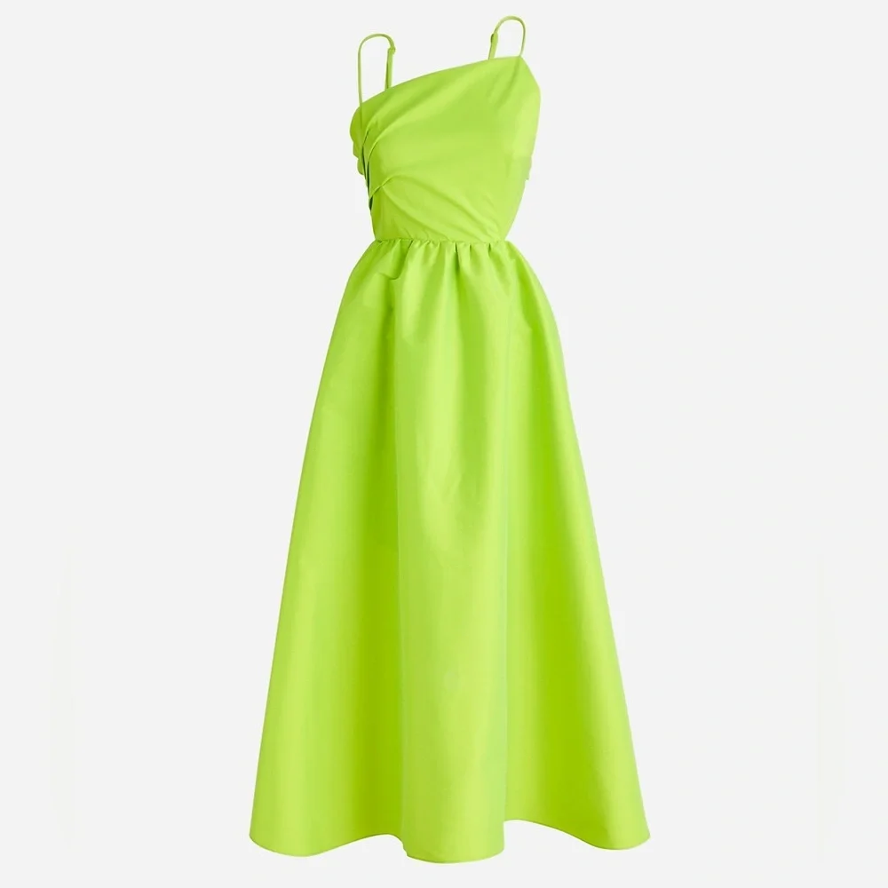 NWT J Crew Collection Limited Edition Taffeta Side Cutout Midi Dress Citrus 8 - Picture 5 of 16